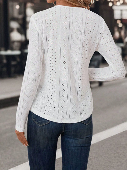 Dealbabad French-Inspired V-Neck Button Detail Long Sleeve Top - product image 3